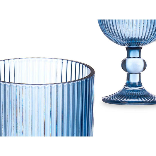 Wine glass Stripes Blue Crystal 260 ml (6 Units)