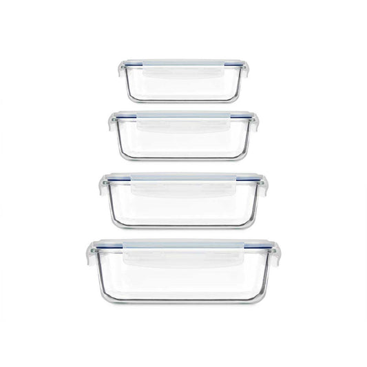 Set of lunch boxes Transparent Silicone Borosilicate Glass (4 Units)